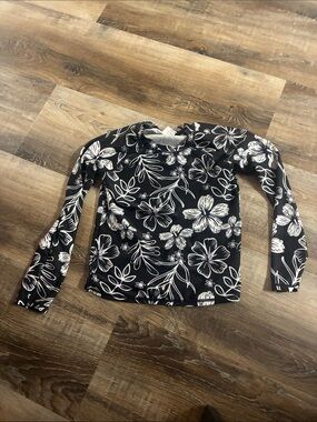Wonder nation girls 10/12 black floral swim sleeve